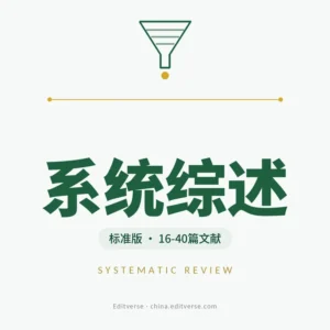 系统综述全程服务标准版产品图 — PRISMA 2020流程、双人独立筛选与证据整合，16-40篇文献规模