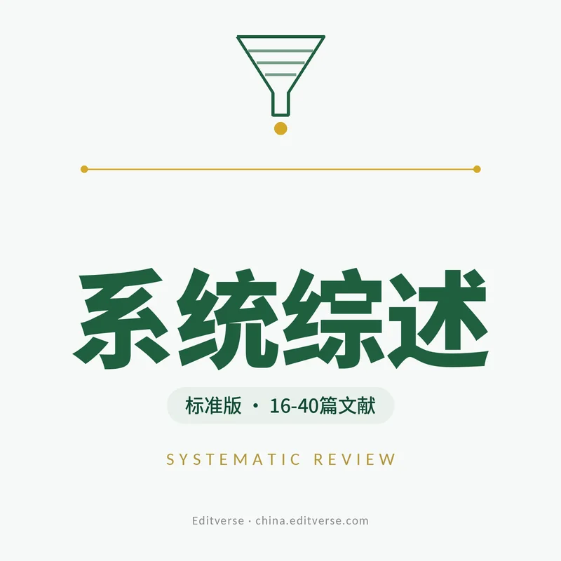 系统综述全程服务标准版产品图 — PRISMA 2020流程、双人独立筛选与证据整合,16-40篇文献规模